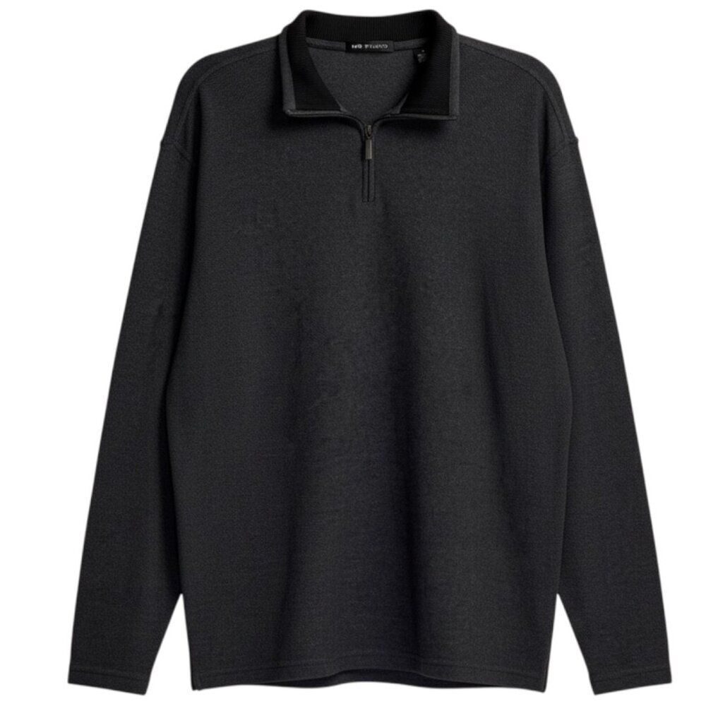 MB Studio 1/4 Zip Mock Neck Mens Shirt Top Textured Knit Gray XL NWT
